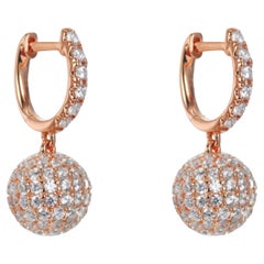 5.89 Carat Micro Set Cubic Zirconia Rose Gold Plated Disco Ball Drop Earrings