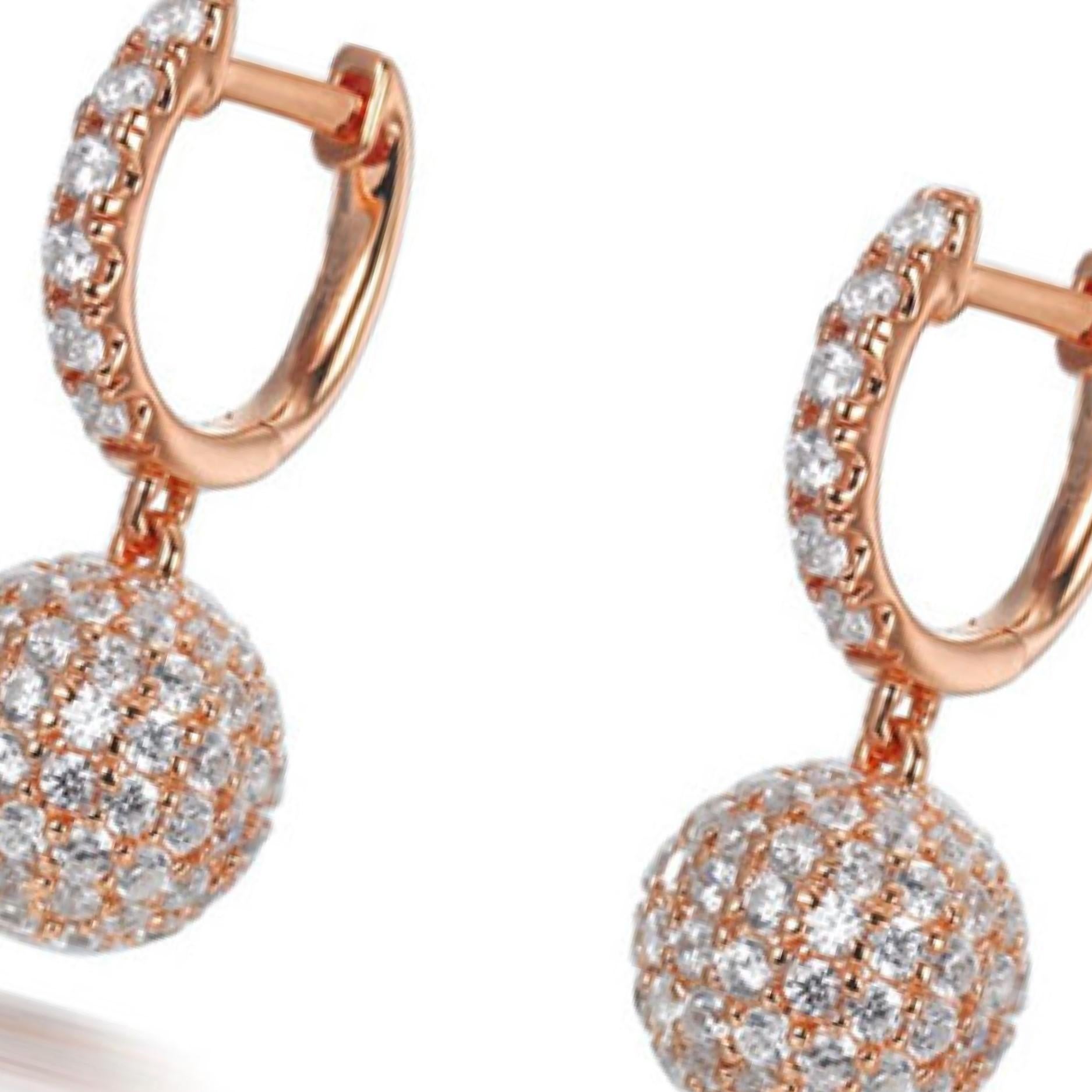 5.89 Carat Micro Set Cubic Zirconia Rose Gold Plated Disco Ball Drop Earrings In New Condition For Sale In London, GB