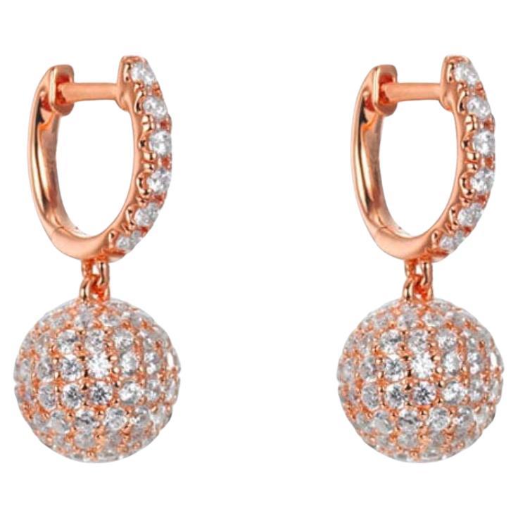 5.89 Carat Micro Set Cubic Zirconia Rose Gold Plated Disco Ball Drop Earrings