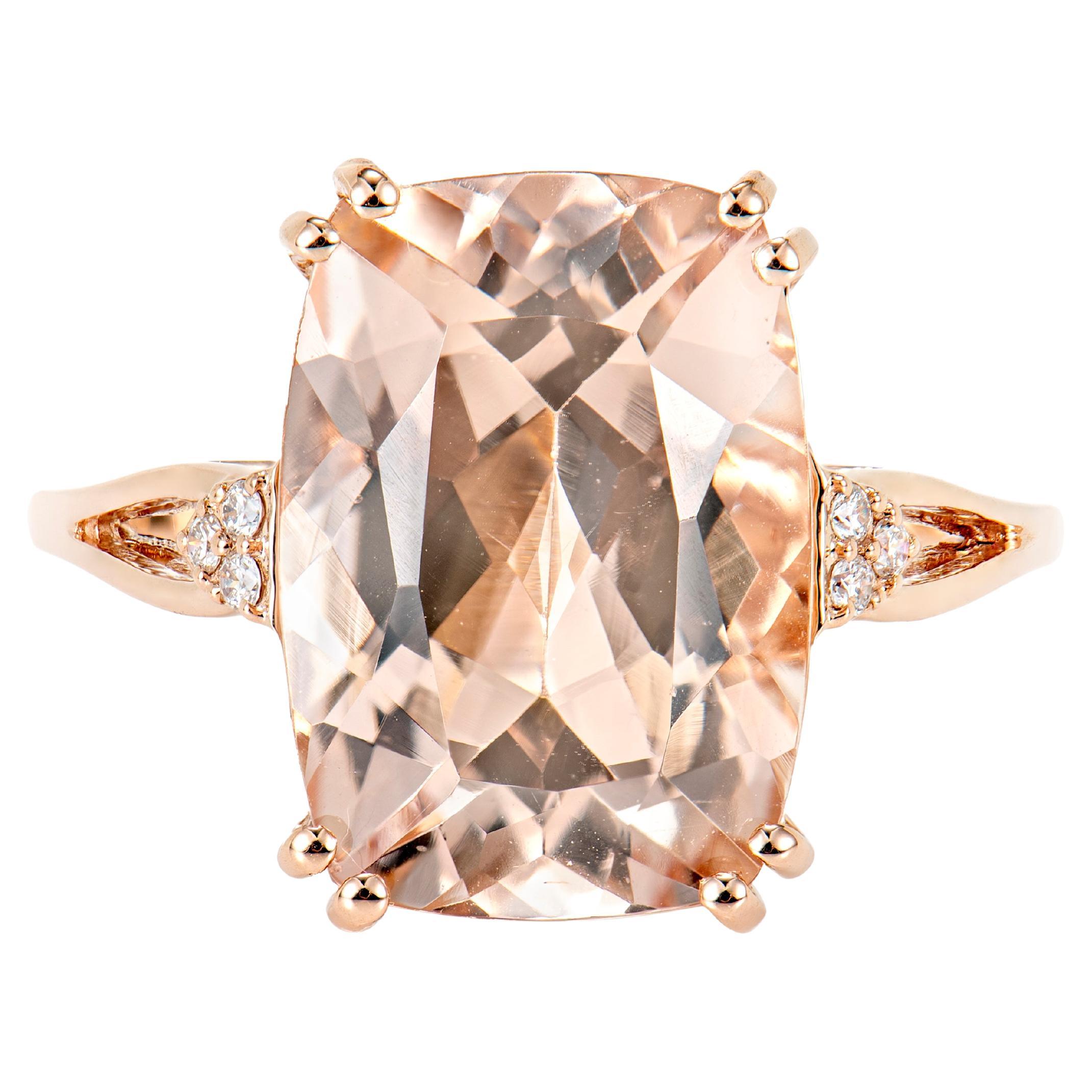 5.89 Carat Morganite Fancy Ring in 18Karat Rose Gold with White Diamond.  