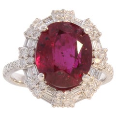 5.89 Carat Oval Ruby and Diamond Cocktail Ring in 18 Karat White Gold