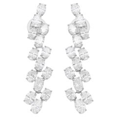 5.89 Carat SI/H Oval Shape Diamond Dangle Earrings 10 Karat White Gold Jewelry