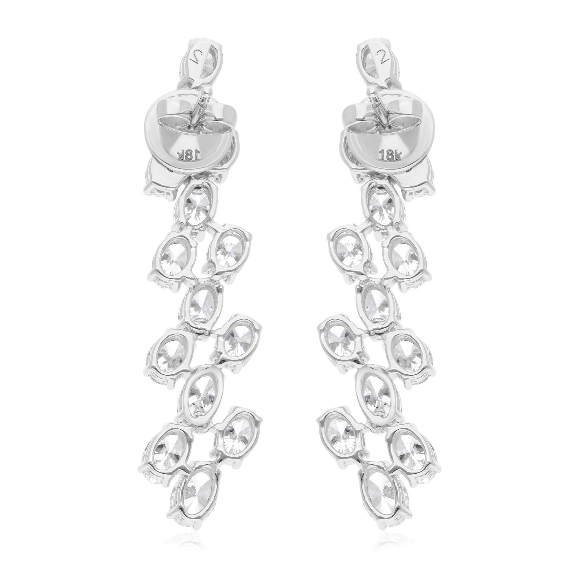 5.89 Carat SI/H Diamond Oval Shape Dangle Earrings 14 Karat White Gold Jewelry Neuf - En vente à Diera, Dubai
