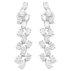 5.89 Carat SI/H Oval Shape Diamond Dangle Earrings 18 Karat White Gold Jewelry