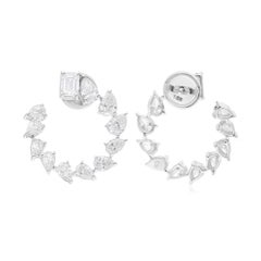 3.68 Carat SI/H Pear Emerald Cut Diamond Earrings 18 Karat White Gold Jewelry