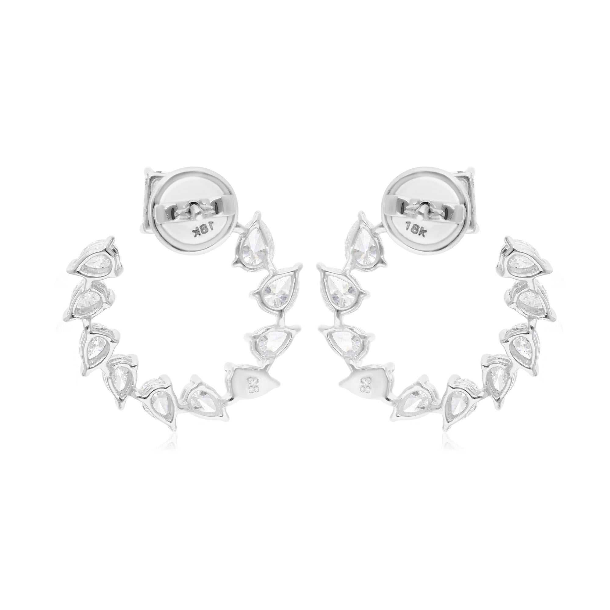 Women's 3.68 Carat SI/H Pear Emerald Cut Diamond Earrings 18 Karat White Gold Jewelry For Sale