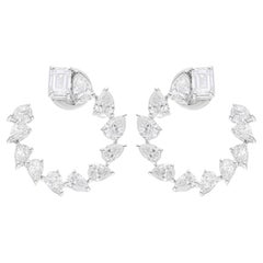 Boucles d'oreilles en or blanc 18 carats avec diamants taille émeraude poire de 3,68 carats SI/H