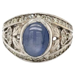 5.89 Ct Star Sapphire and Diamond Ring