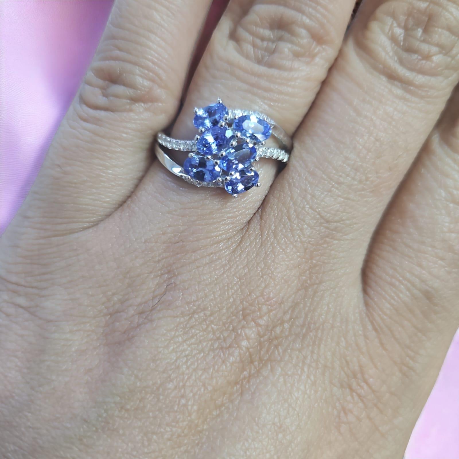 Art Nouveau Anello di moda con tanzanite taglio ovale in argento massiccio 925 (5x3) Regalo di promessa in vendita