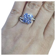 5.89 Ct Tanzanite Ring 925 Sterling Silver Rhodium Plated Bridal Rings