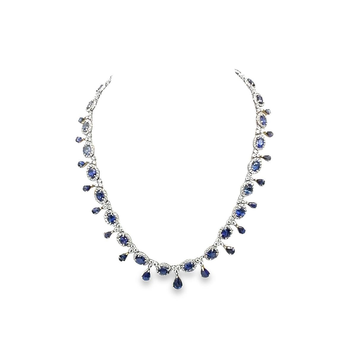 58.9 Total Carat Sapphire and Diamond White Gold Necklace In New Condition For Sale In New York, NY