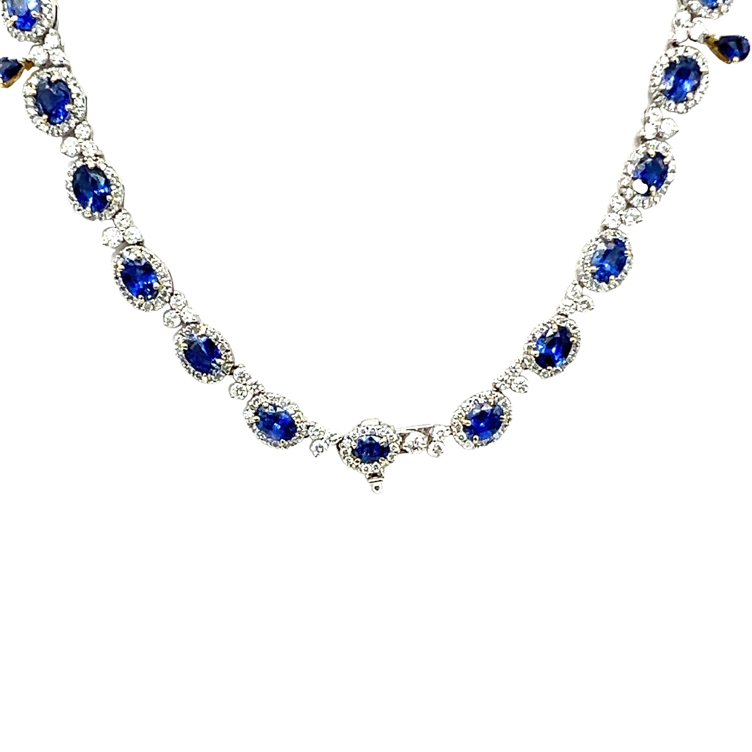 58.9 Total Carat Sapphire and Diamond White Gold Necklace For Sale 2