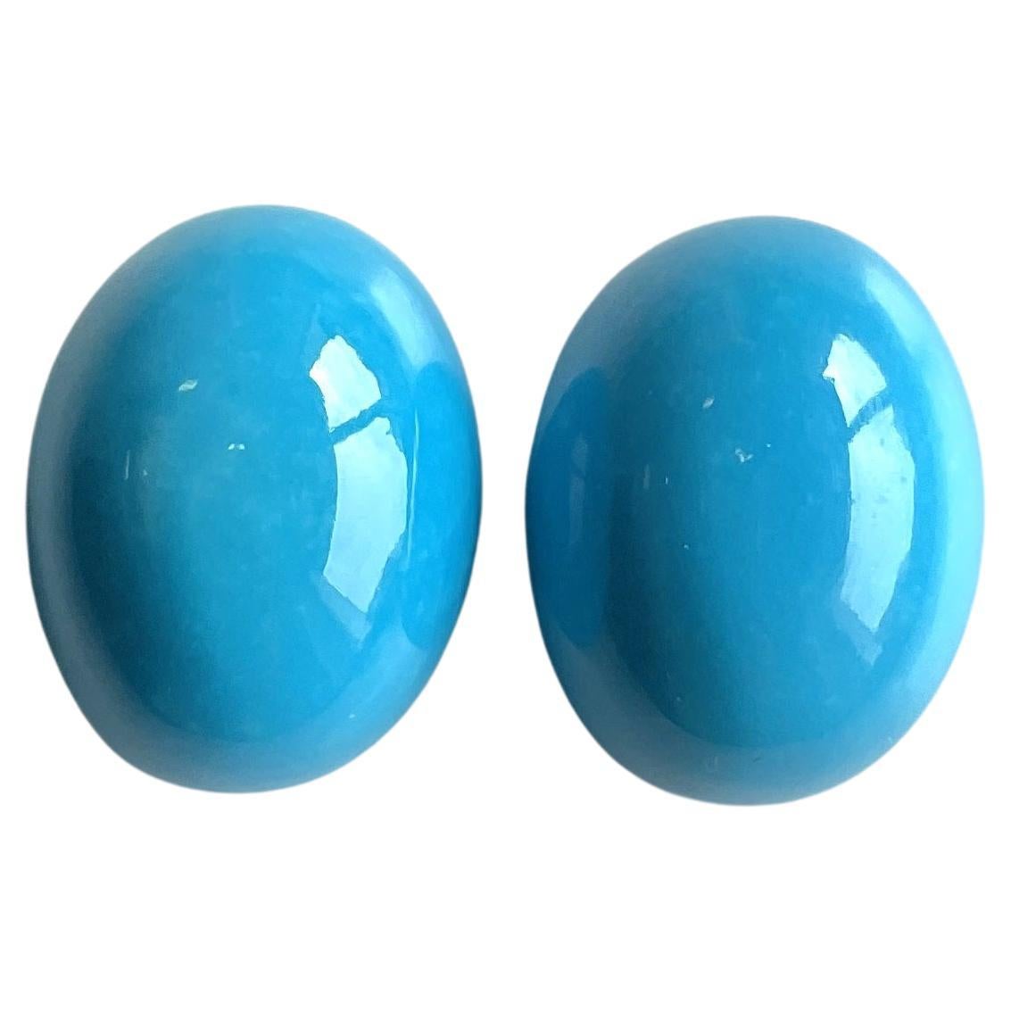 58.91 Carats Turquoise Arizona Cabochons 2 Pieces Pair For Jewelry Natural Gem For Sale
