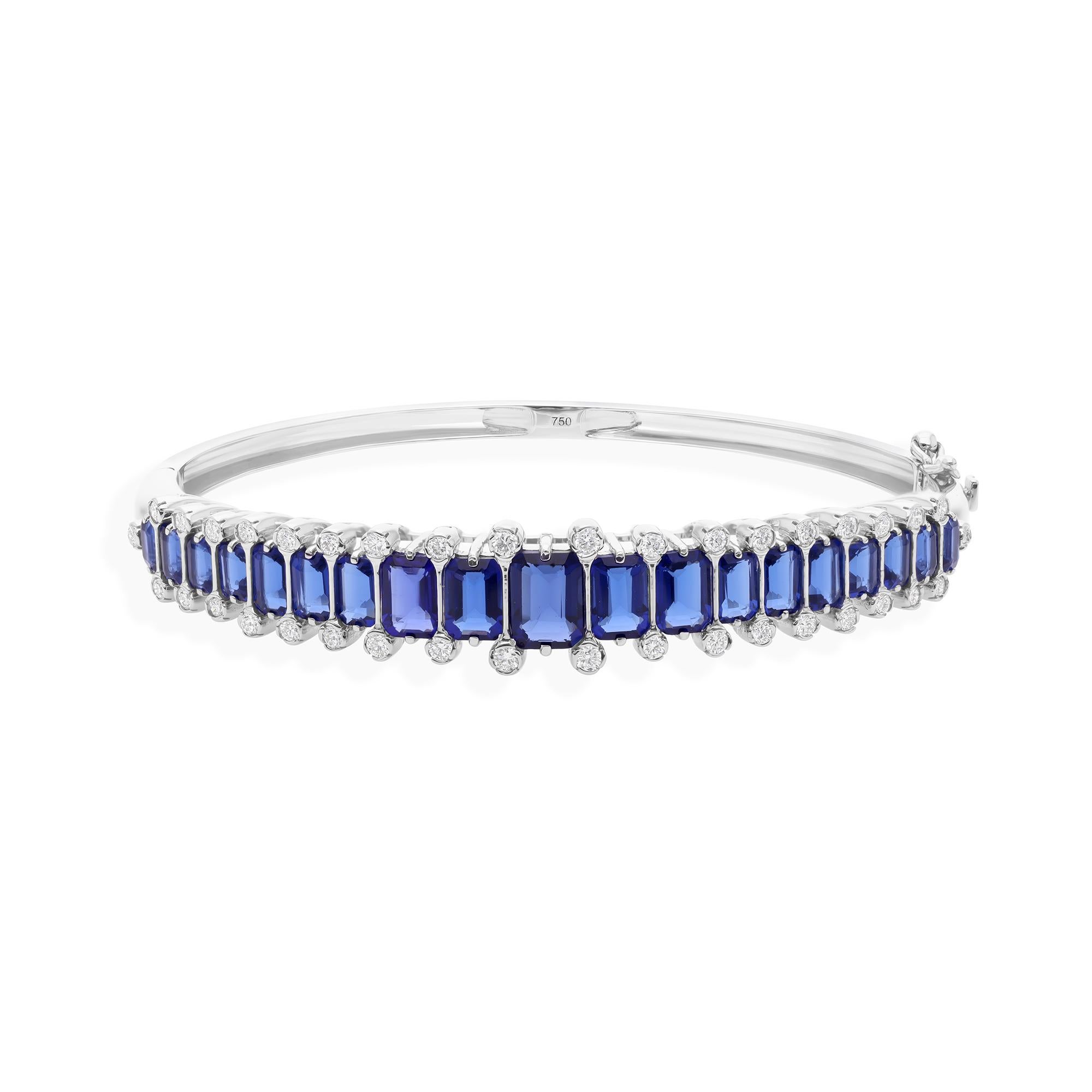 5.89Ct Certified Octagon Cut Blue Sapphire Diamond Armband 18k Solid Gold im Zustand „Neu“ im Angebot in Diera, Dubai