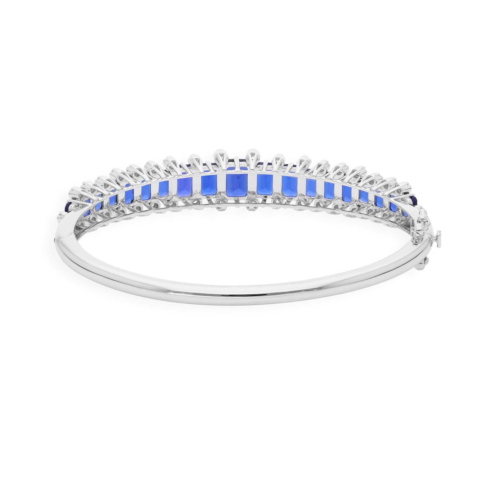 5.89Ct Certified Octagon Cut Blue Sapphire Diamond Armband 18k Solid Gold im Angebot 2