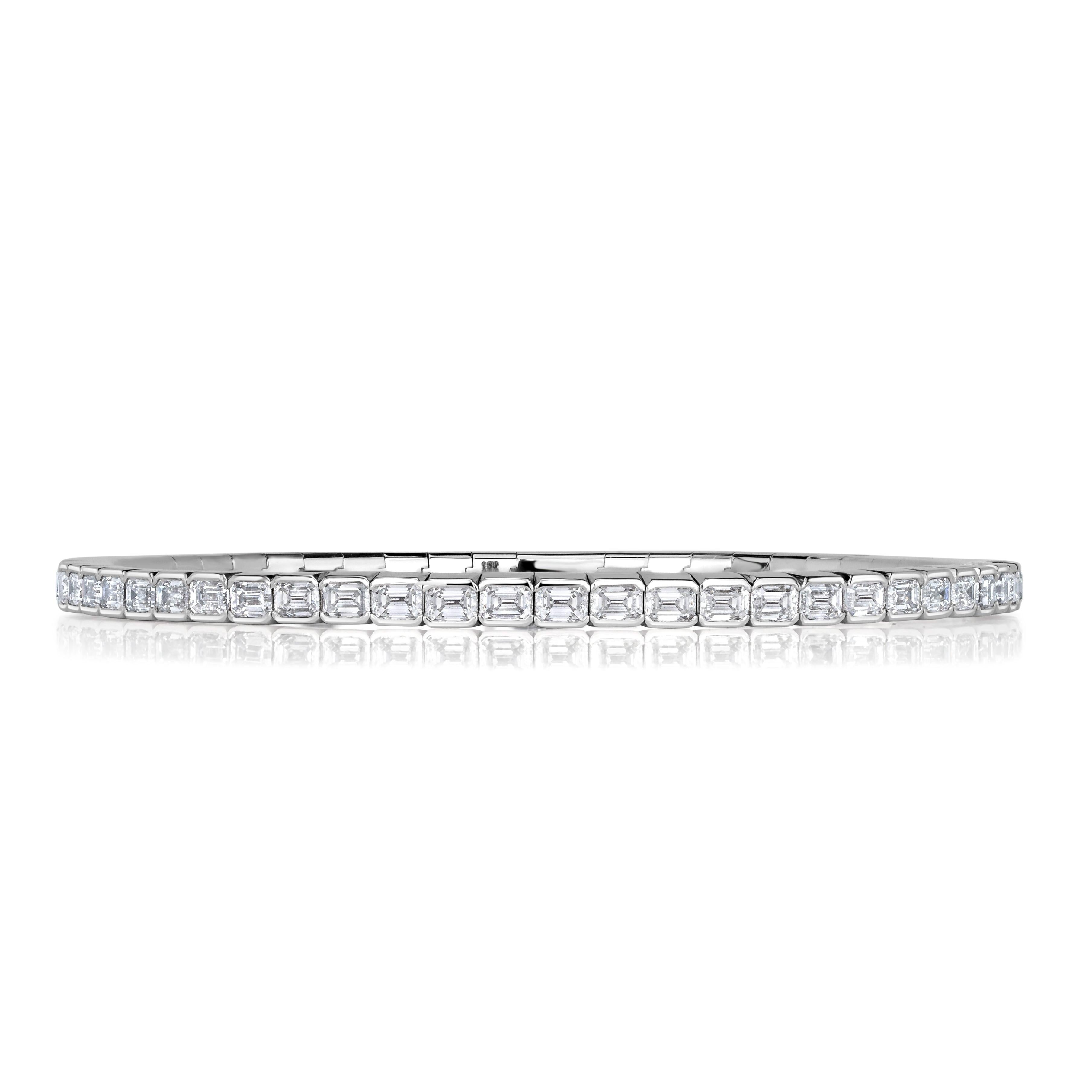 5.89ct Emerald Cut Diamond Stretch Tennis Bracelet in 18K White Gold