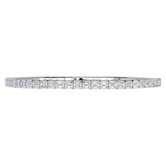 5.89ct Emerald Cut Diamond Stretch Tennis Bracelet in 18K White Gold