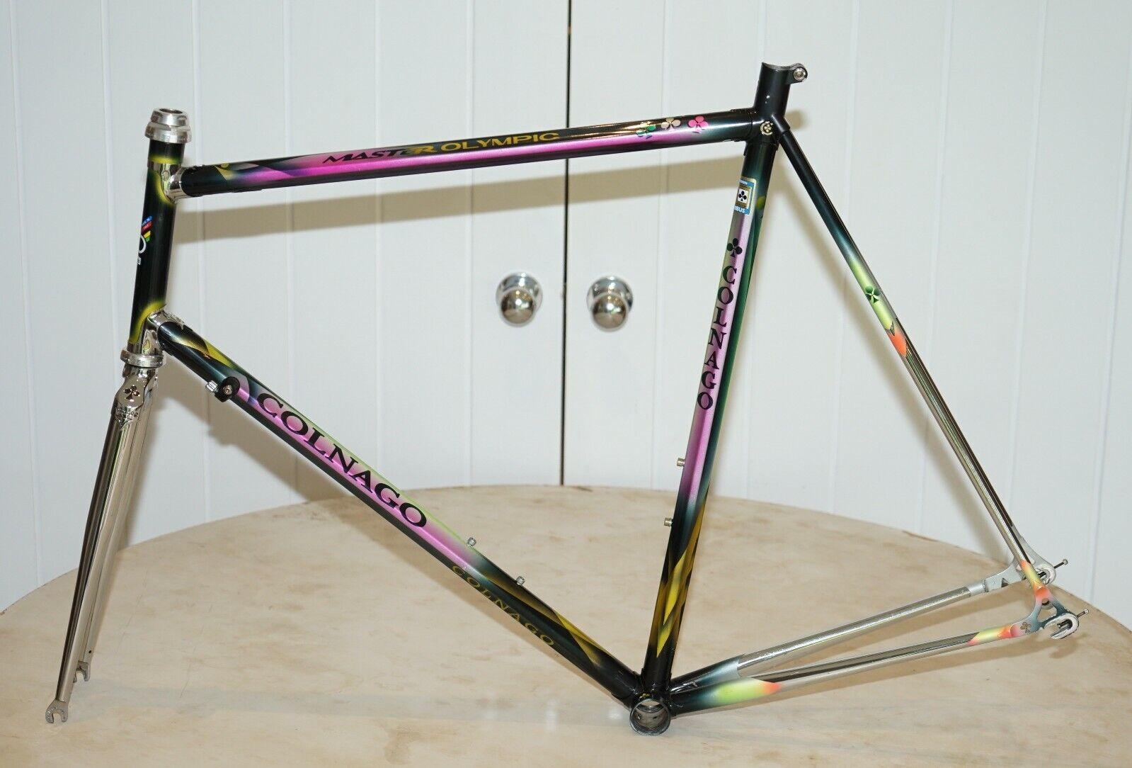 58CM COLNAGO MASTER OLYMPIC FREULER ART DECOR PAINT SCHEME ROAD BiKE FRAME SET For Sale 1