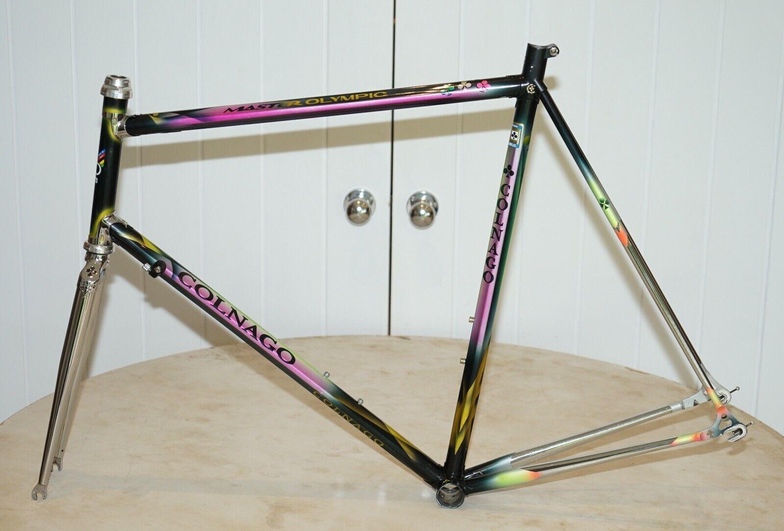 58CM COLNAGO MASTER OLYMPIC FREULER ART DECOR PAINT SCHEME ROAD BiKE FRAME SET For Sale 2