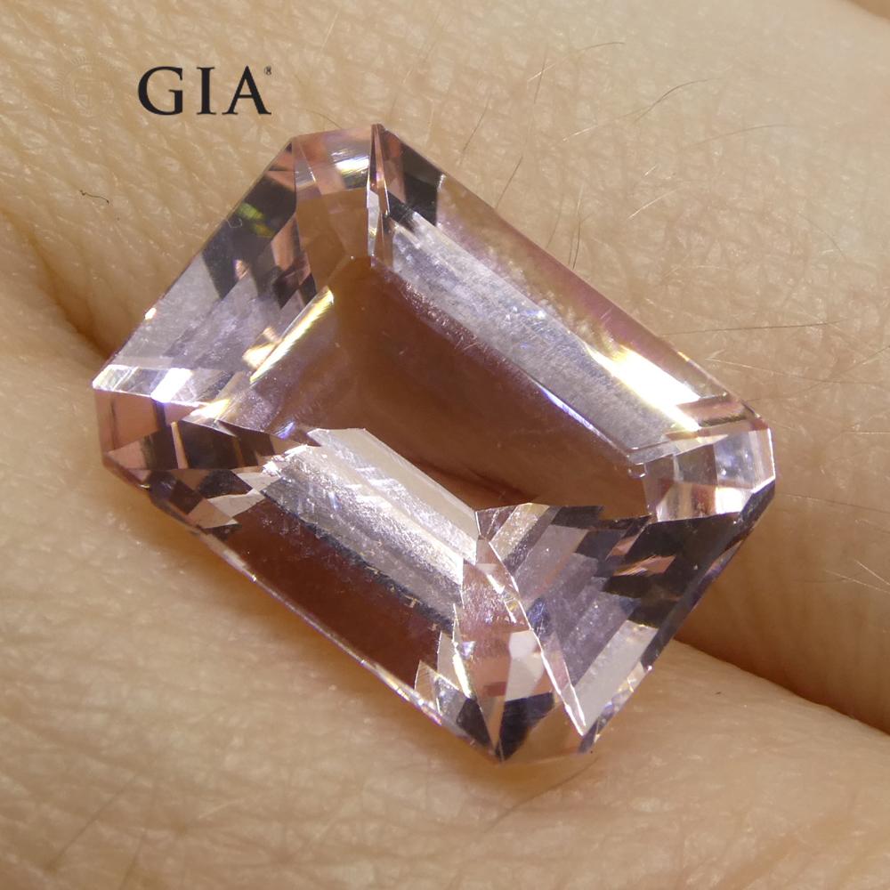 5.8ct Octagonal/Emerald Cut Orangy Pink Morganite GIA Certified Brazil Unheated  For Sale 7