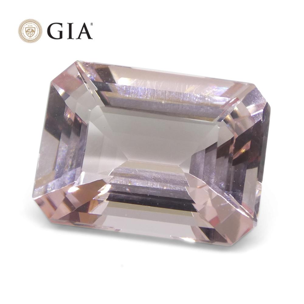 5.8ct Octagonal/Emerald Cut Orangy Pink Morganite GIA Certified Brazil Unheated  For Sale 9