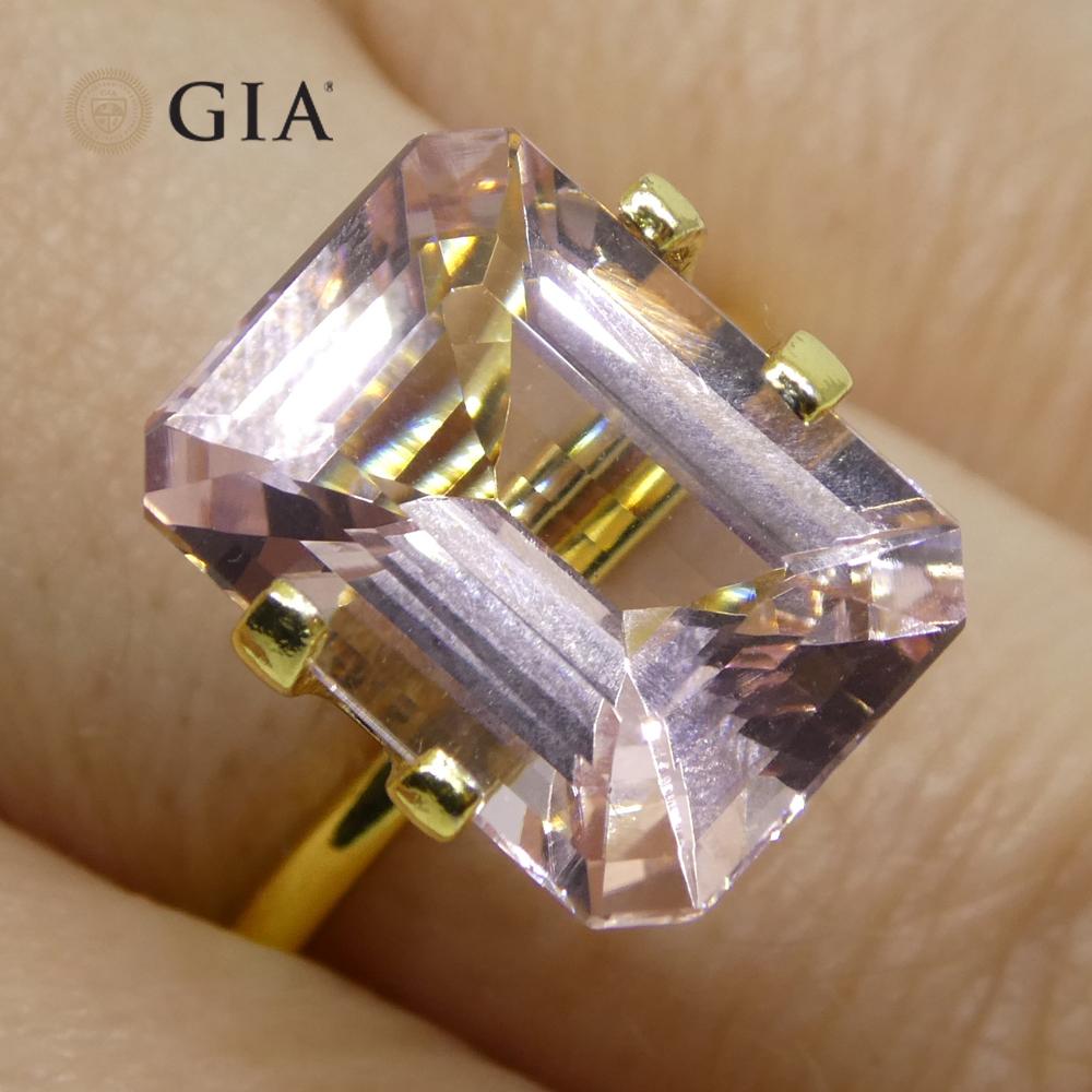 5.8ct Octagonal/Emerald Cut Orangy Pink Morganite GIA Certified Brazil Unheated  In New Condition For Sale In Toronto, Ontario