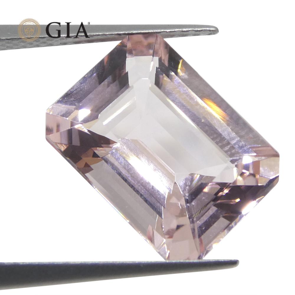 5.8ct Octagonal/Emerald Cut Orangy Pink Morganite GIA Certified Brazil Unheated  In New Condition For Sale In Toronto, Ontario