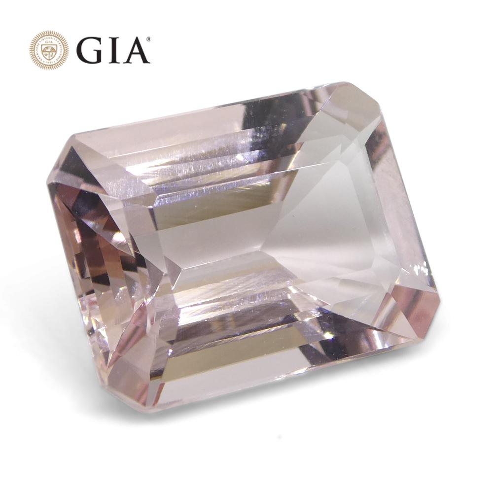 Women's or Men's 5.8ct Octagonal/Emerald Cut Orangy Pink Morganite GIA Certified Brazil Unheated  For Sale