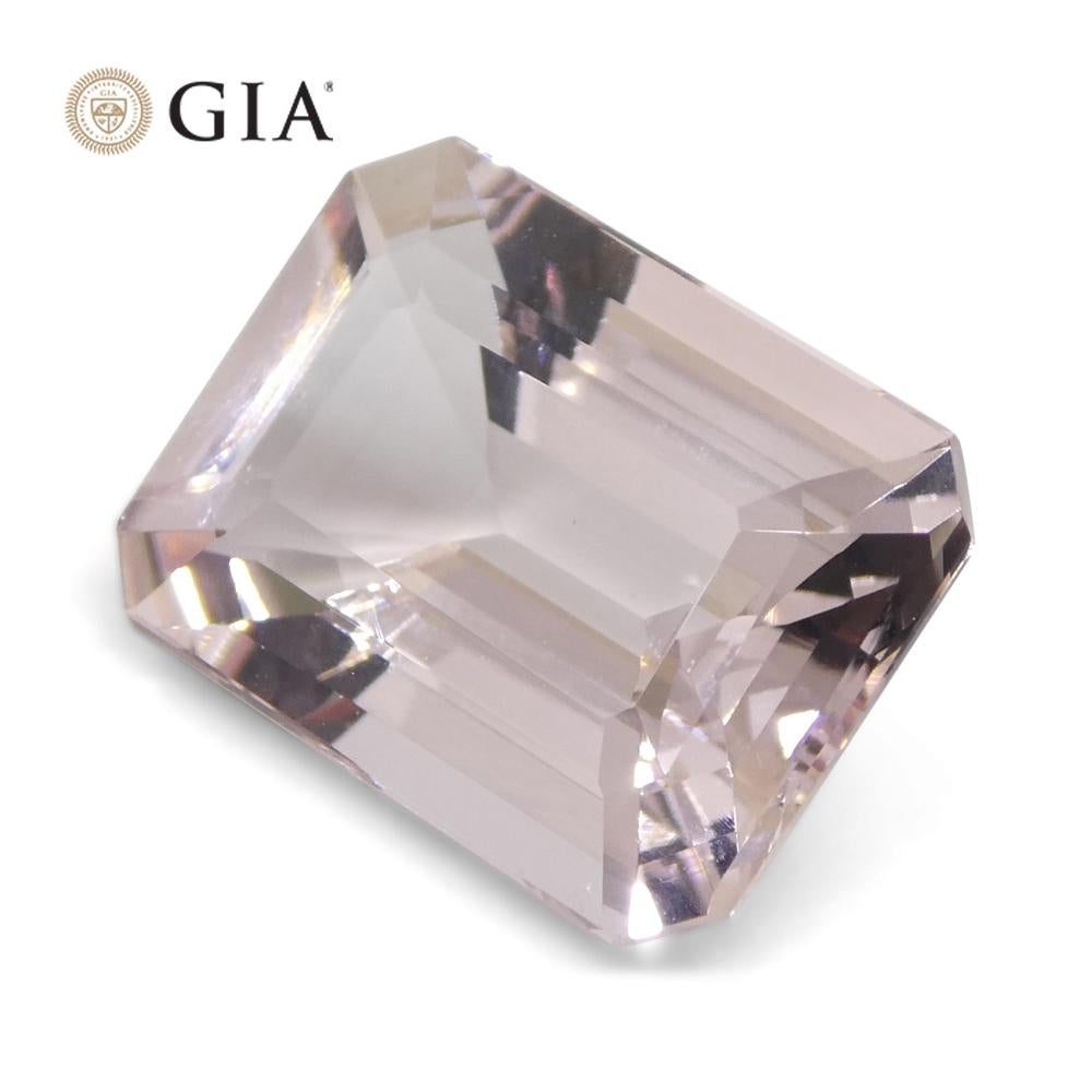 5.8ct Octagonal/Emerald Cut Orangy Pink Morganite GIA Certified Brazil Unheated  For Sale 2