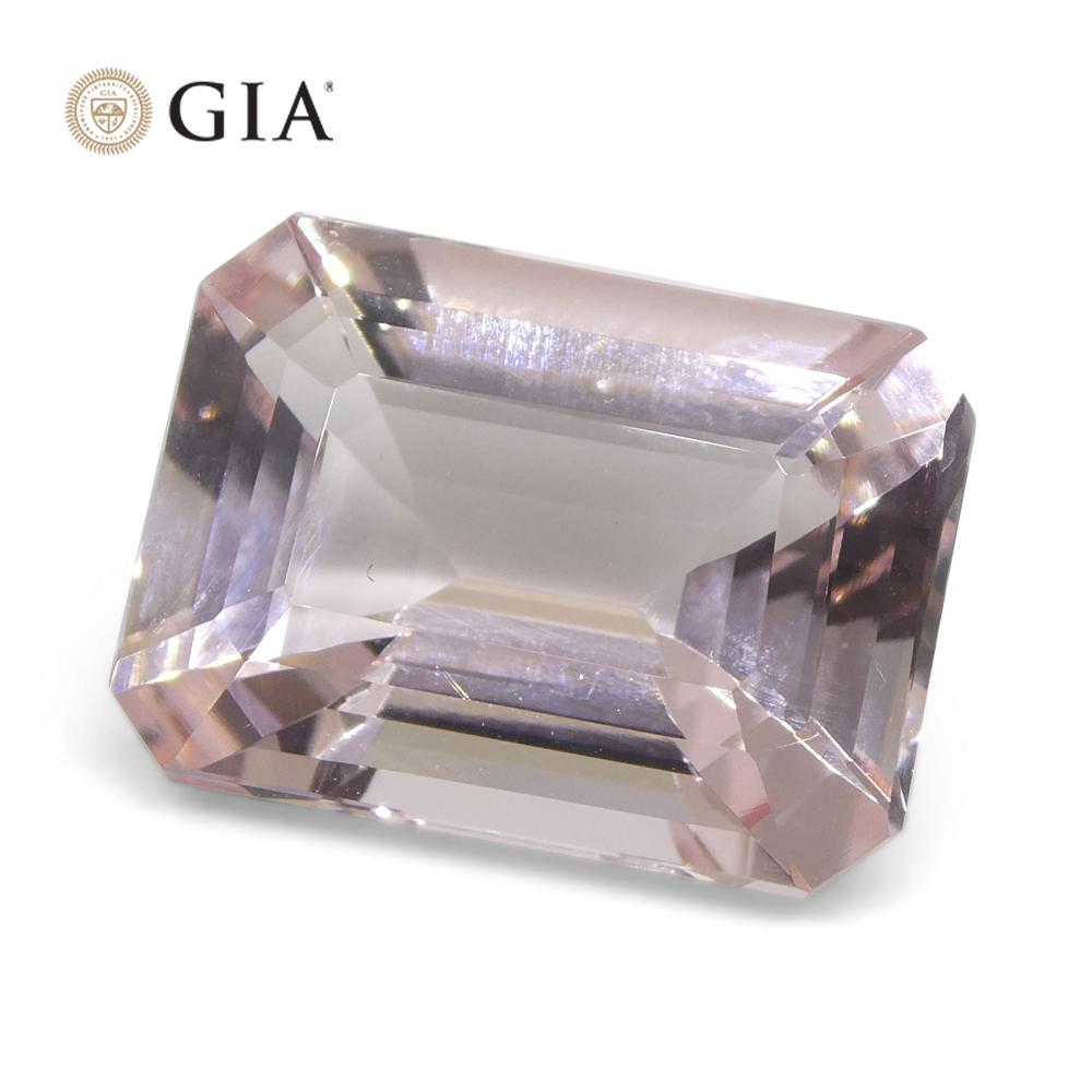 5.8ct Octagonal/Emerald Cut Orangy Pink Morganite GIA Certified Brazil Unheated  For Sale 4
