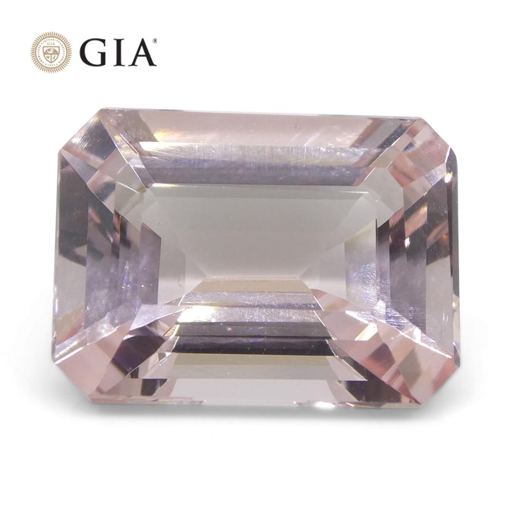 5.8ct Octagonal/Emerald Cut Orangy Pink Morganite GIA Certified Brazil Unheated  For Sale 5