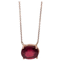Collana con ciondolo di rubino solitario da 5,8 carati in oro rosa massiccio 14K OV 11x9mm
