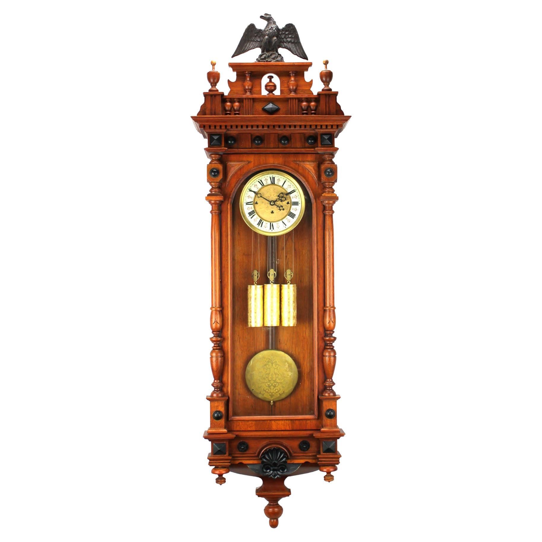 Horloge murale régulatrice allemande Gustav Becker 3 poids Grand Sonnerie Vienna en vente