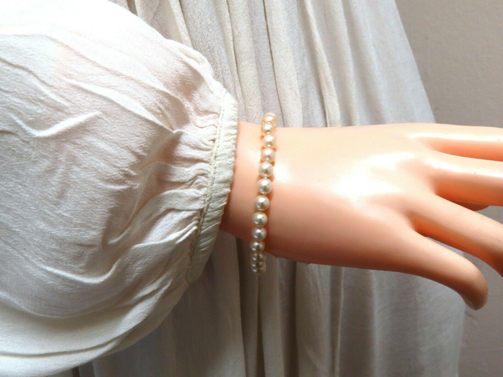 Uncut Akoya Pearls Pearl Bead Bracelet 14kt