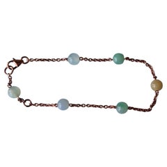 Bracciale di giada birmana di tipo A con perline da 5,8 mm in oro rosa 18 carati