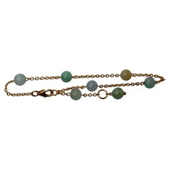 5.8mm Beaded sized Burmese Type A Jadeite Jade Bracelet in 18K Rose Gold