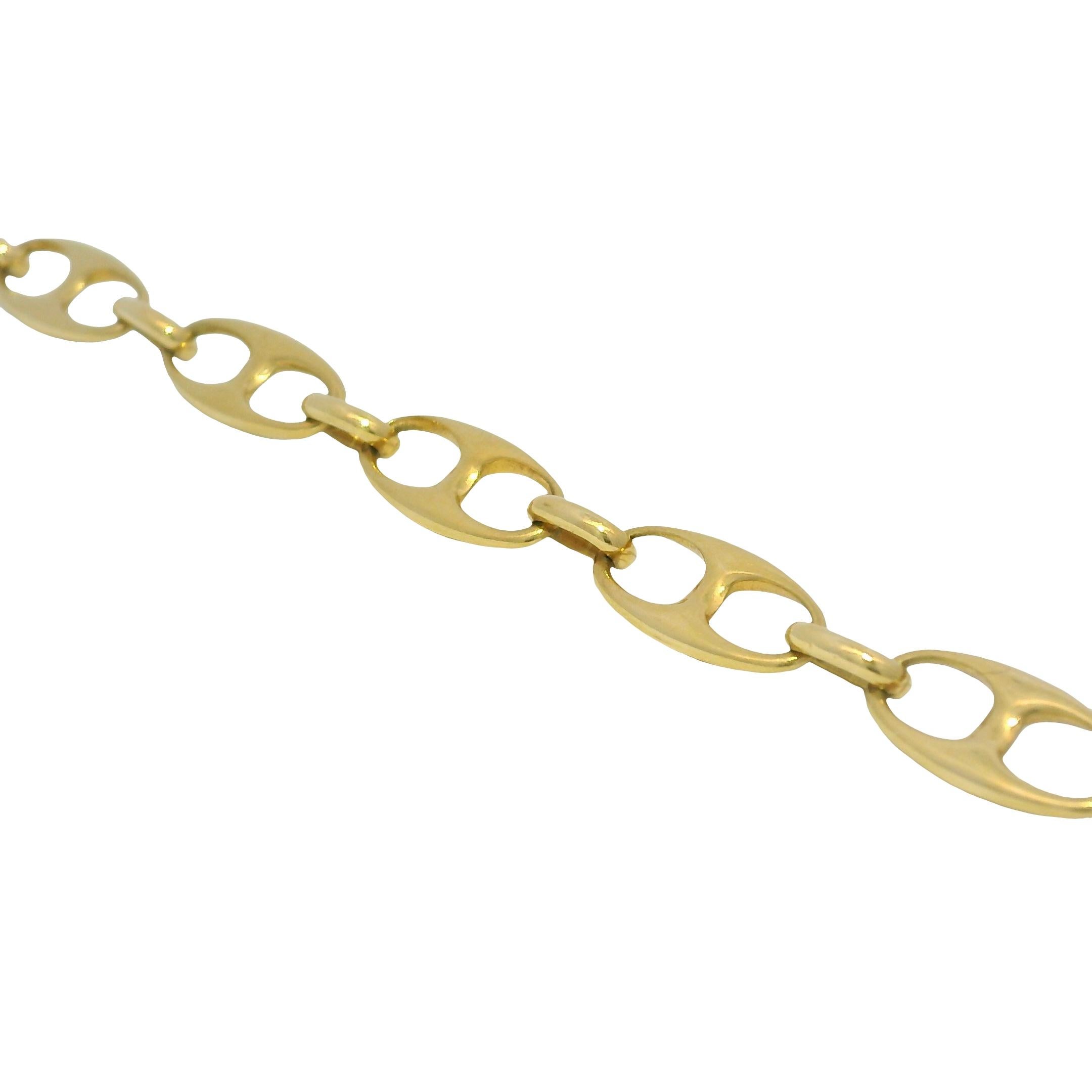 Moderne 5.8mm Flat Mariner Link 24.5 Inch Chain 14-Karat In Stock en vente