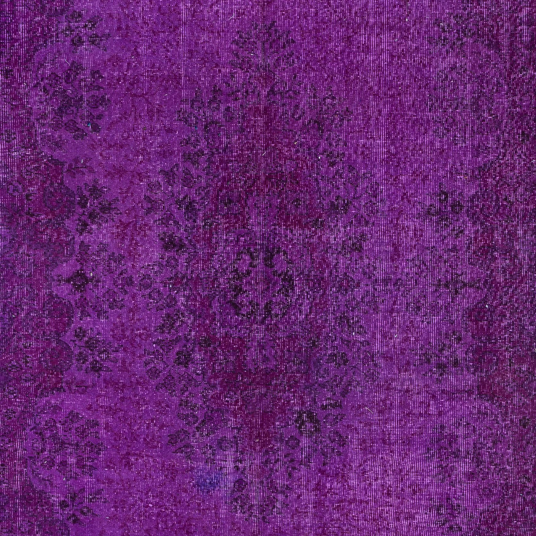 Hand-Knotted 5.8x10 Ft Handmade Turkish Rug in Purple for Bedroom, Modern Living Room Carpet For Sale