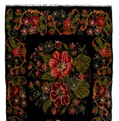 5.6x11.3 Ft Floral Pattern Handmade Bessarabian Wool Kilim, Vintage Moldovan Rug