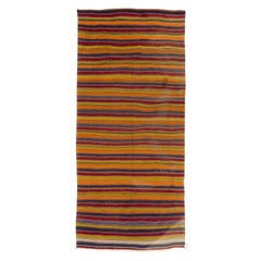 5.8x12.7 Ft Vintage gestreifter handgewebter anatolischer Kelim 'Flat-Weave', 100 % Wolle