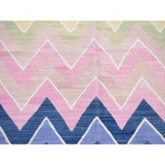 5'8"x7'10" Colorful, Soft Wool Hand Woven, Afghan Kilim with Chevron Design Rug