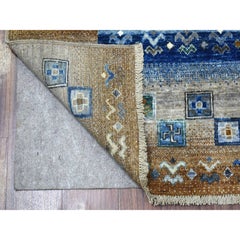 5'8"x7'10" Gray Kashkuli Gabbeh Nomadic Design Wool Hand-Knotted Oriental Rug