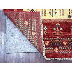 5'8"x8' Berry Red Pure Wool Fine Kashkuli Gabbeh Hand Knotted Oriental Rug