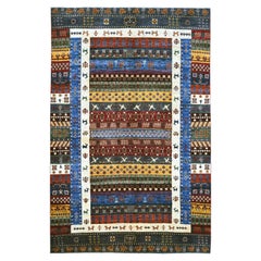 5'8"x8'10" Colorful Hand Knotted Natural Wool Fine Kashkuli Gabbeh Oriental Rug