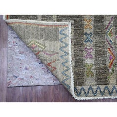 5'8"x8'10" Gray Moroccan Berber Influence Geometric Pattern Hand Made Wool Rug