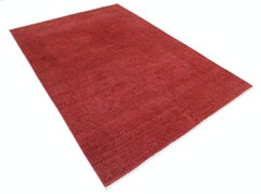 5.8x8.2 ft Handknotted Red Turkish Wool Area Rug for Living Room and Dining Room
