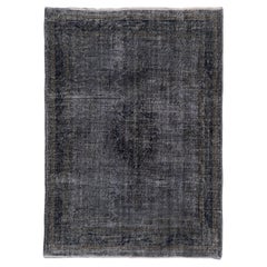 Vintage 5.8x8 ft Handmade 1950s Area Rug in Dark Gray. Great for Contemporary Interiors
