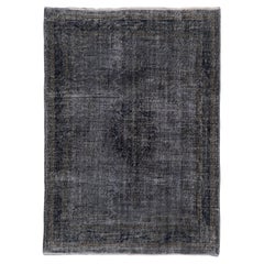 5.8x8 ft Modern Handmade Area Rug in Dark Gray. Contemporary Turkish Carpet