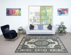 Alfombra turca vintage hecha a mano única en su género. 100% lana