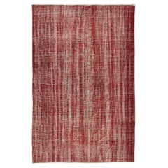 5.8x8.7 Ft Distressed Handmade Turkish Vintage Area Rug, Red Wool Carpet (Tapis de laine rouge)